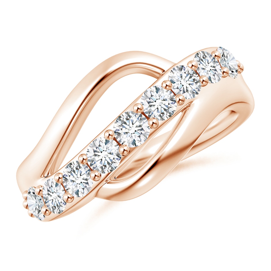 3mm GVS2 Diamond Swirl Bypass Ring in 18K Rose Gold 