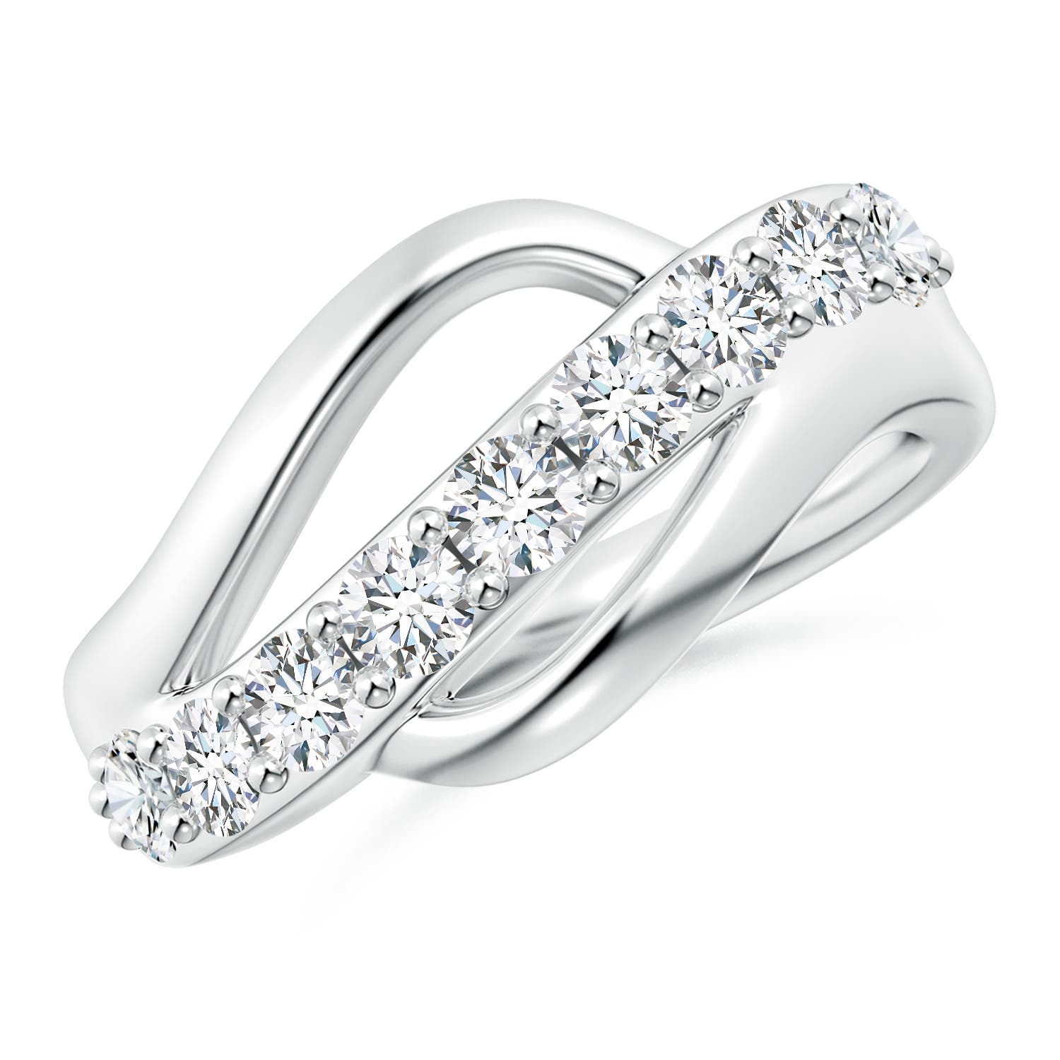 3mm GVS2 Diamond Swirl Bypass Ring in S999 Silver