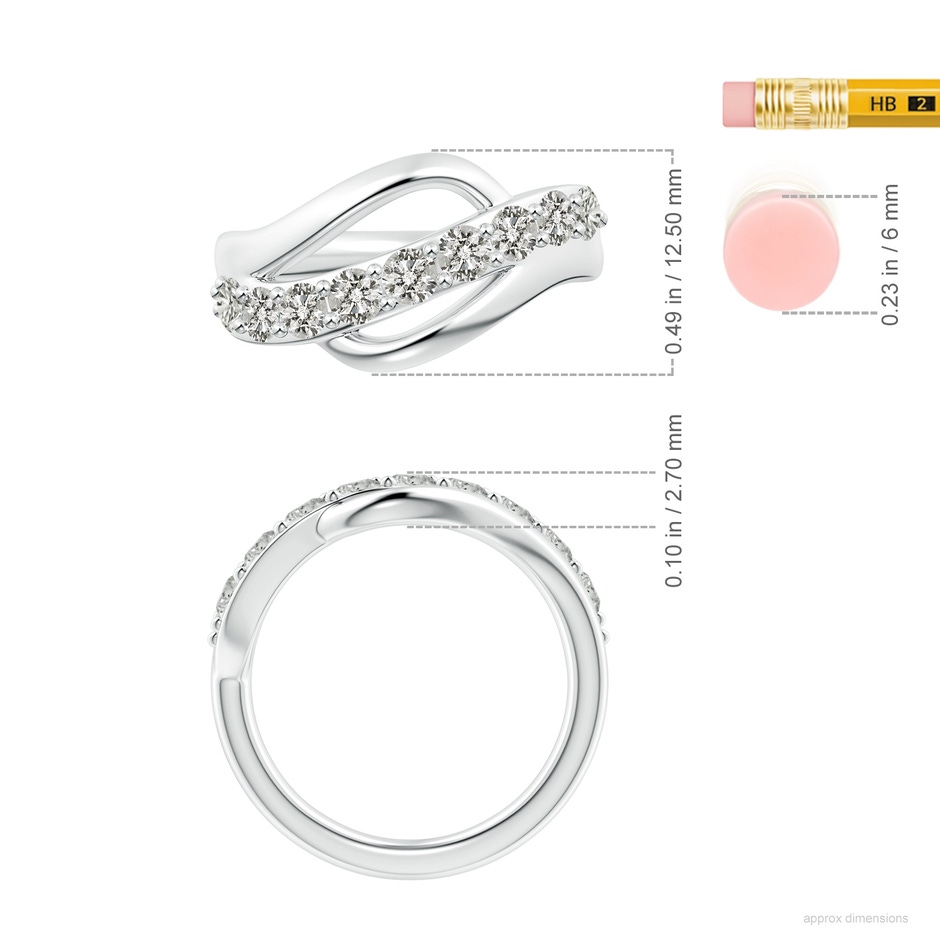3mm KI3 Diamond Swirl Bypass Ring in P950 Platinum ruler