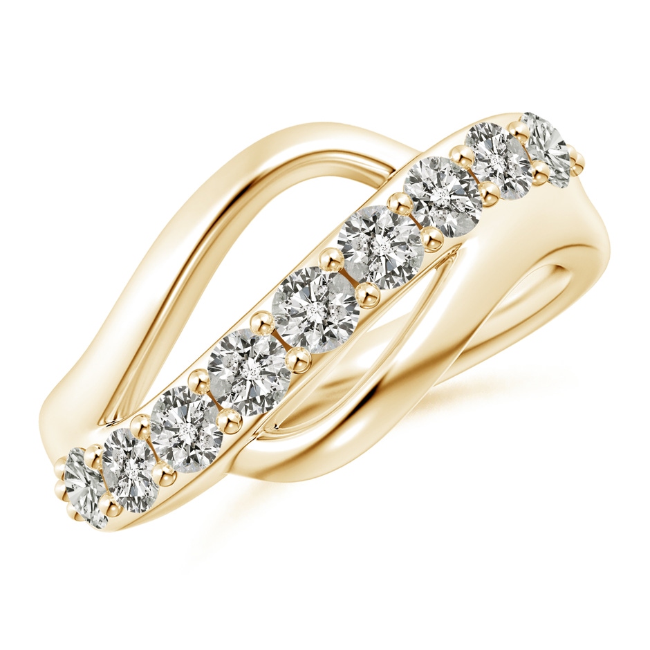 3mm KI3 Diamond Swirl Bypass Ring in Yellow Gold 