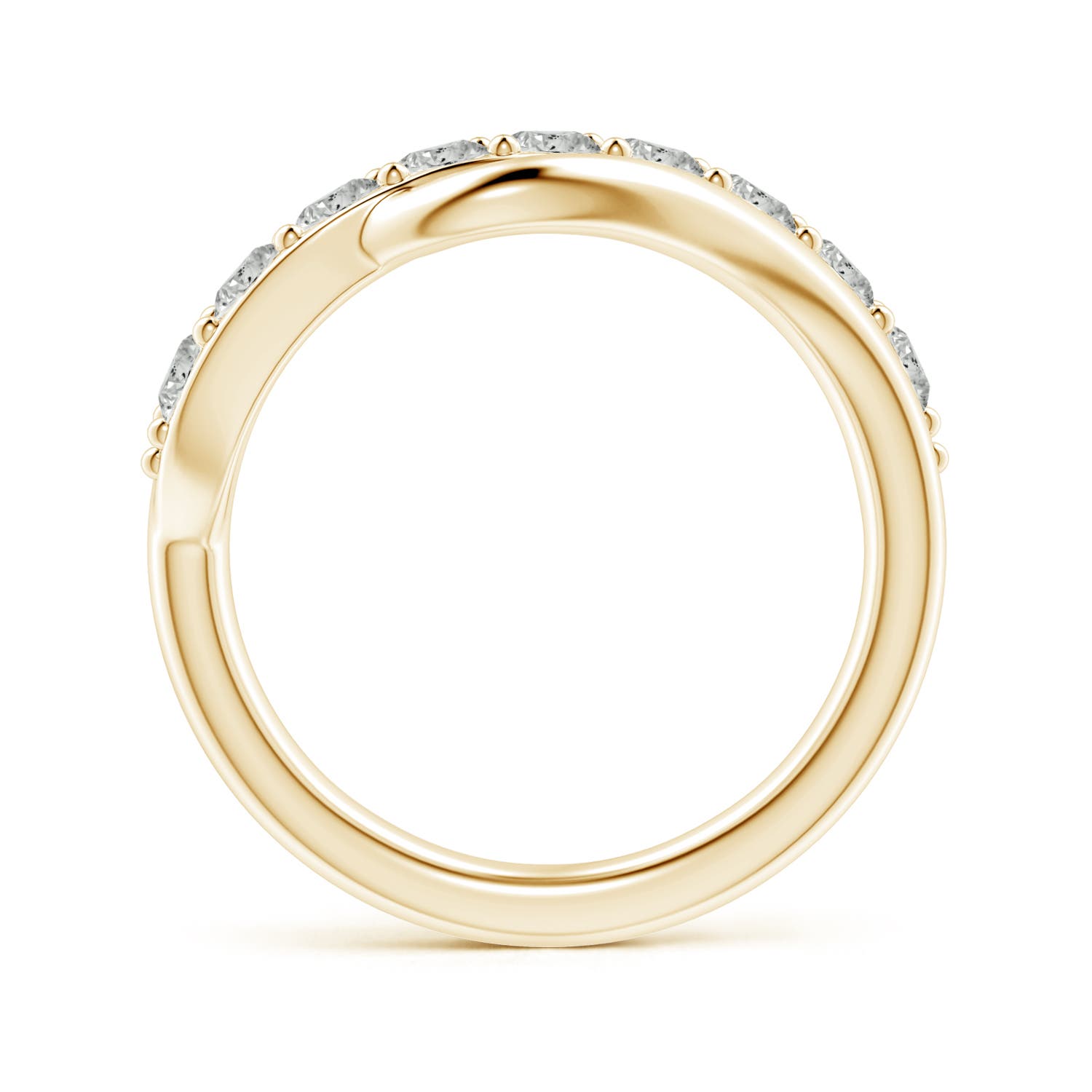 3mm KI3 Diamond Swirl Bypass Ring in Yellow Gold