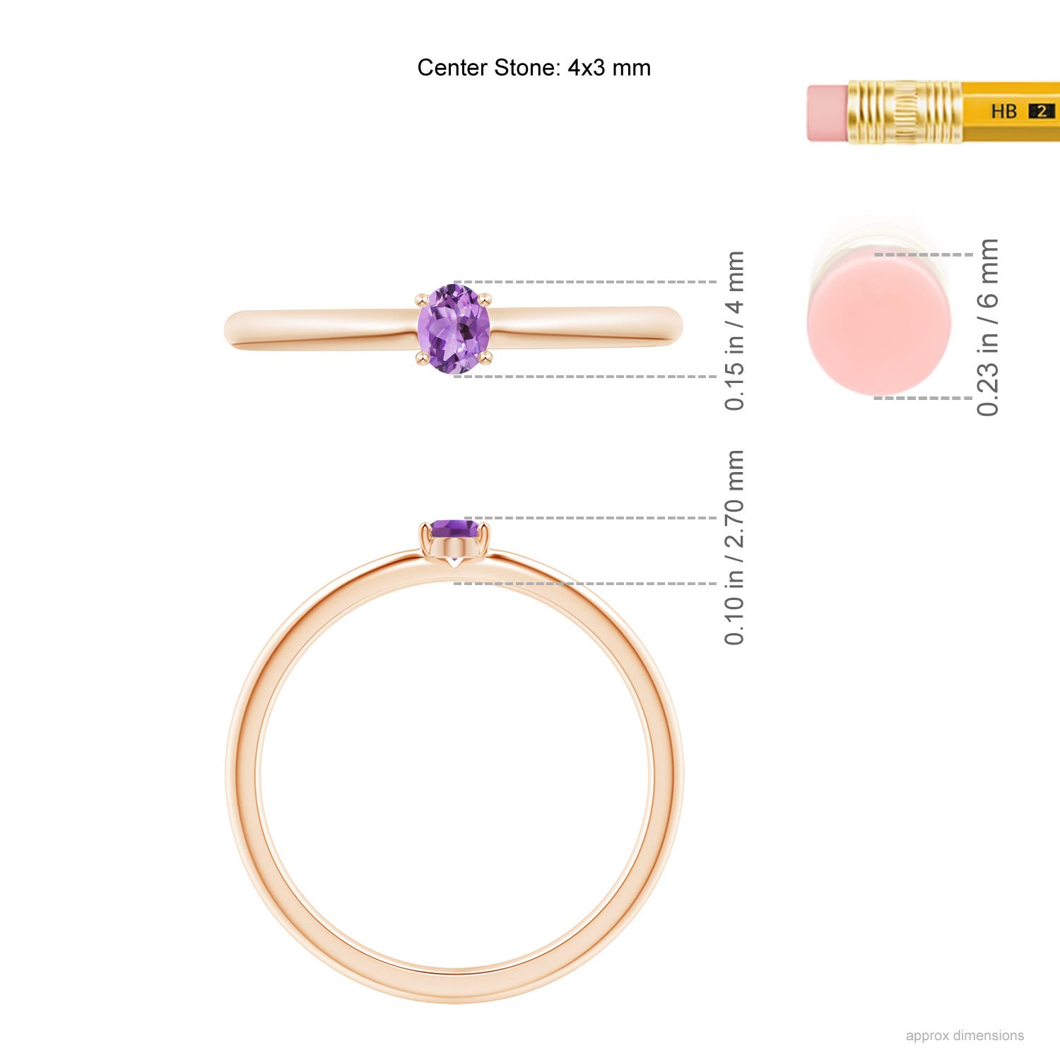 A - Amethyst / 0.14 CT / 14 KT Rose Gold