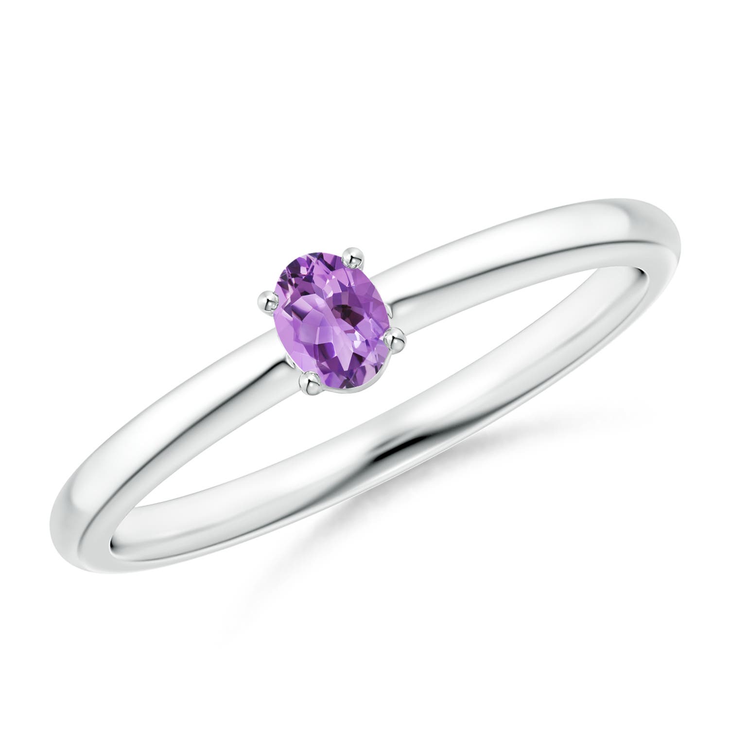 A - Amethyst / 0.14 CT / 14 KT White Gold