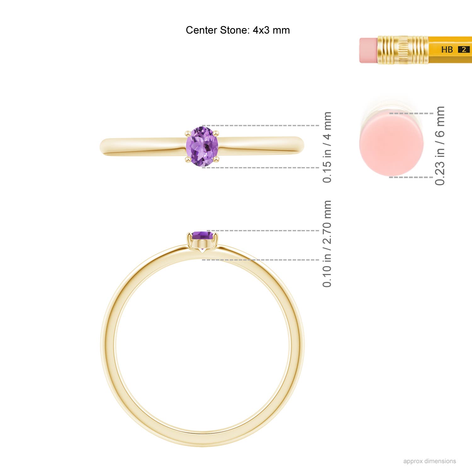 A - Amethyst / 0.14 CT / 14 KT Yellow Gold