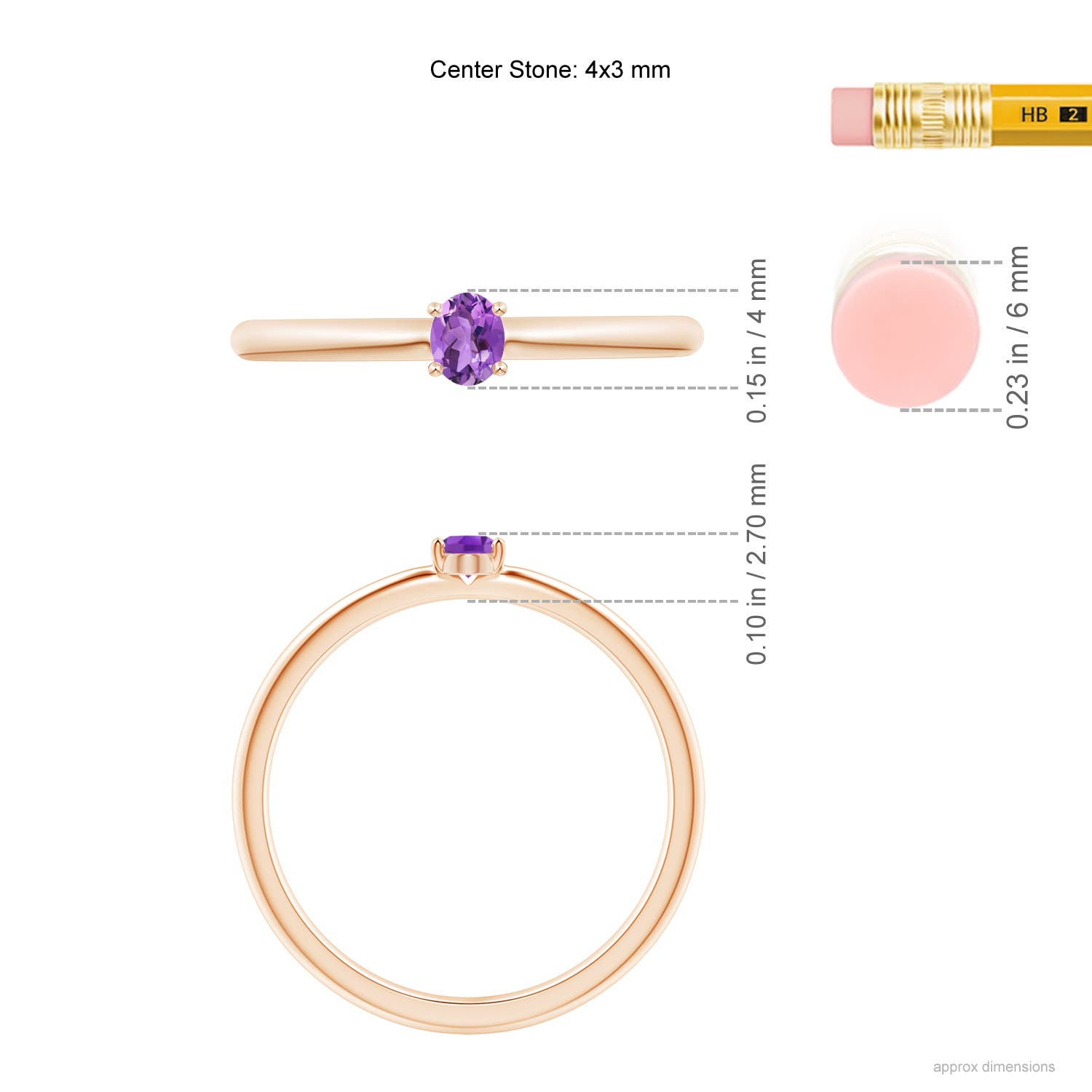 AA - Amethyst / 0.14 CT / 14 KT Rose Gold