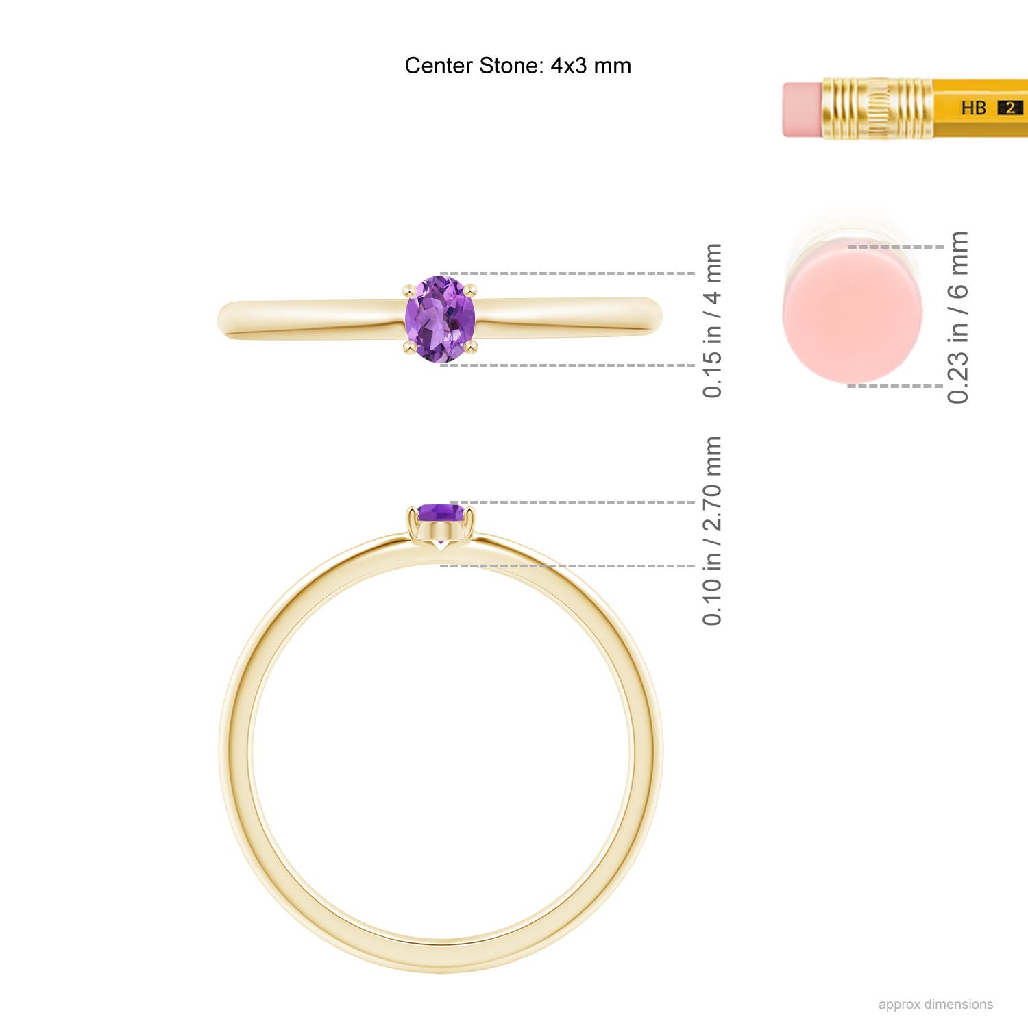 AA - Amethyst / 0.14 CT / 14 KT Yellow Gold