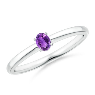4x3mm AAA Classic Solitaire Oval Amethyst Promise Ring in White Gold