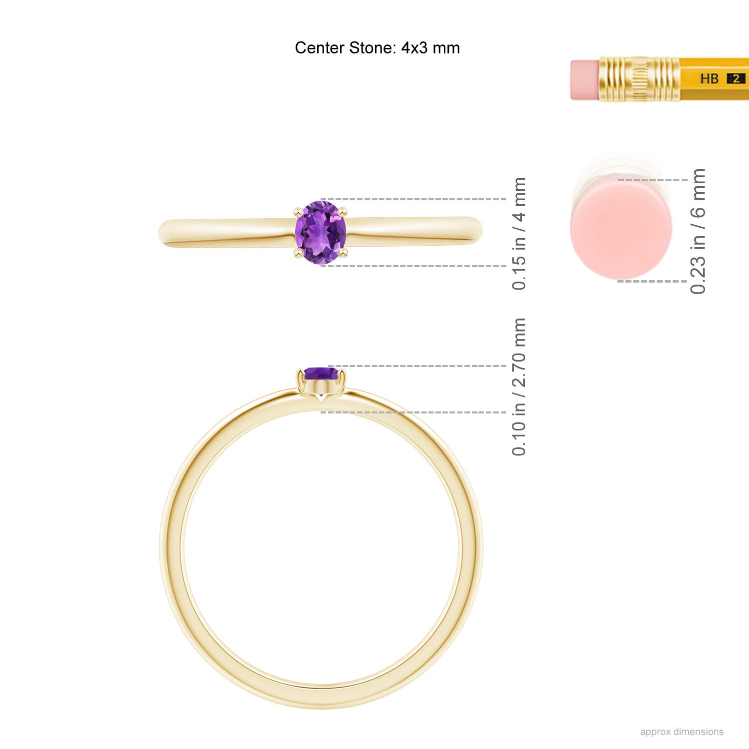 AAA - Amethyst / 0.14 CT / 14 KT Yellow Gold