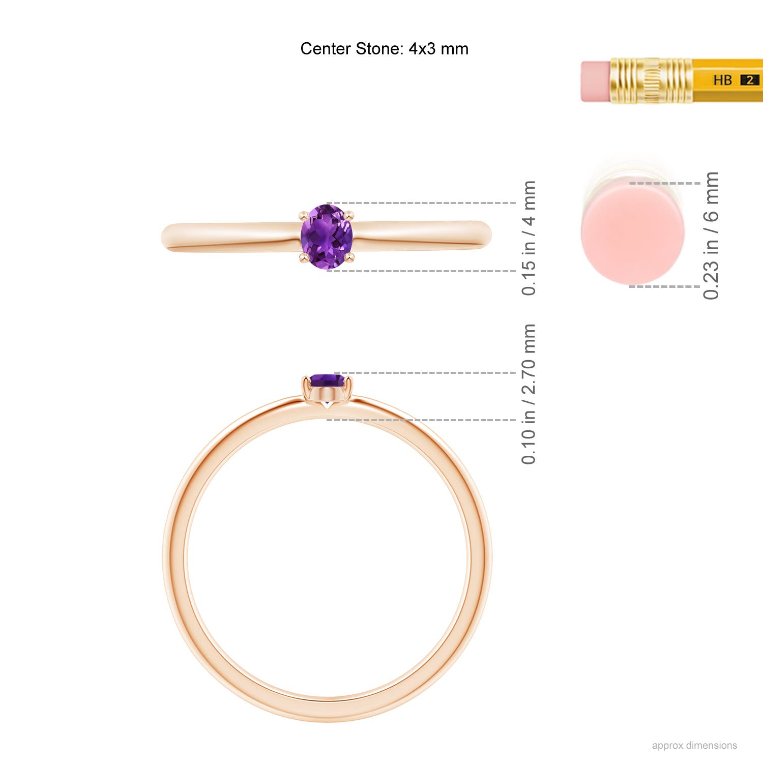 AAAA - Amethyst / 0.14 CT / 14 KT Rose Gold