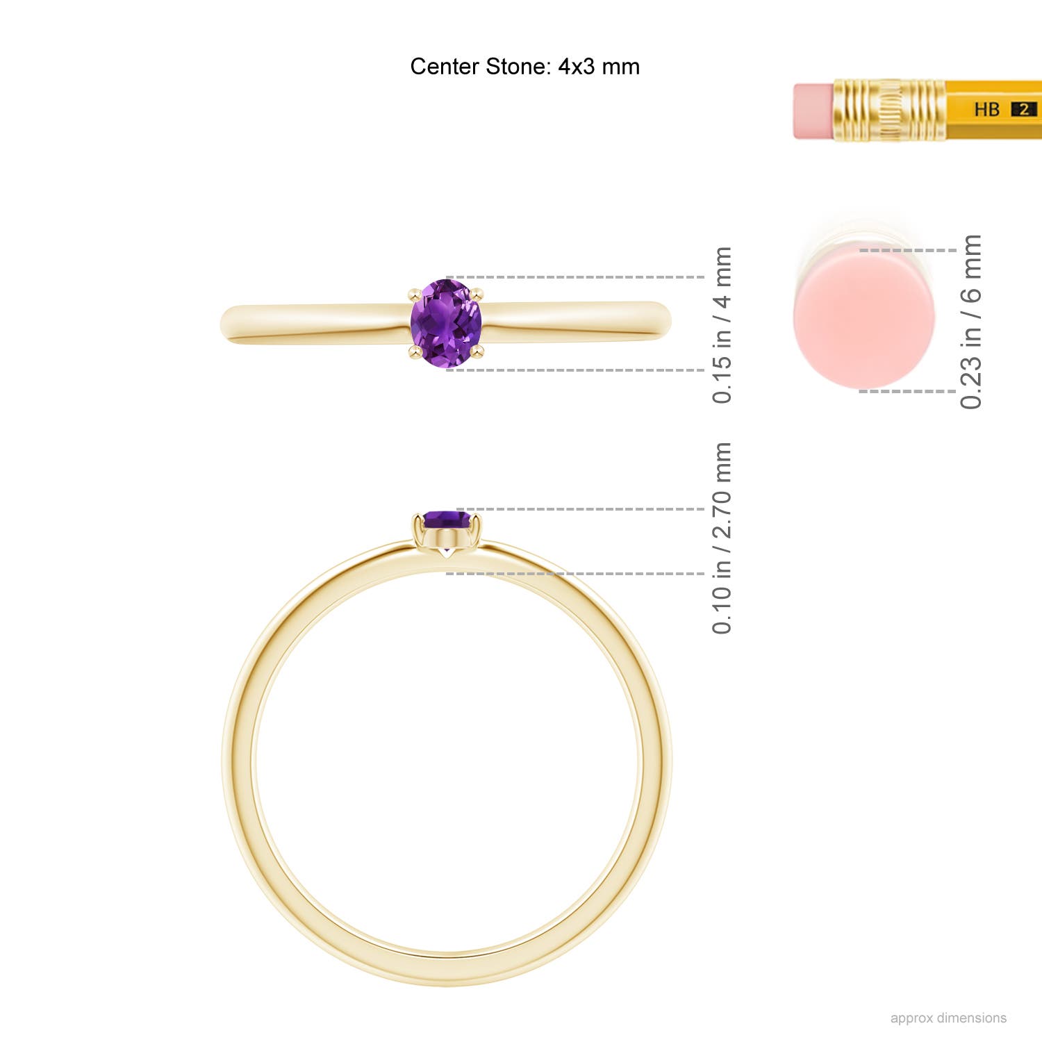 AAAA - Amethyst / 0.14 CT / 14 KT Yellow Gold