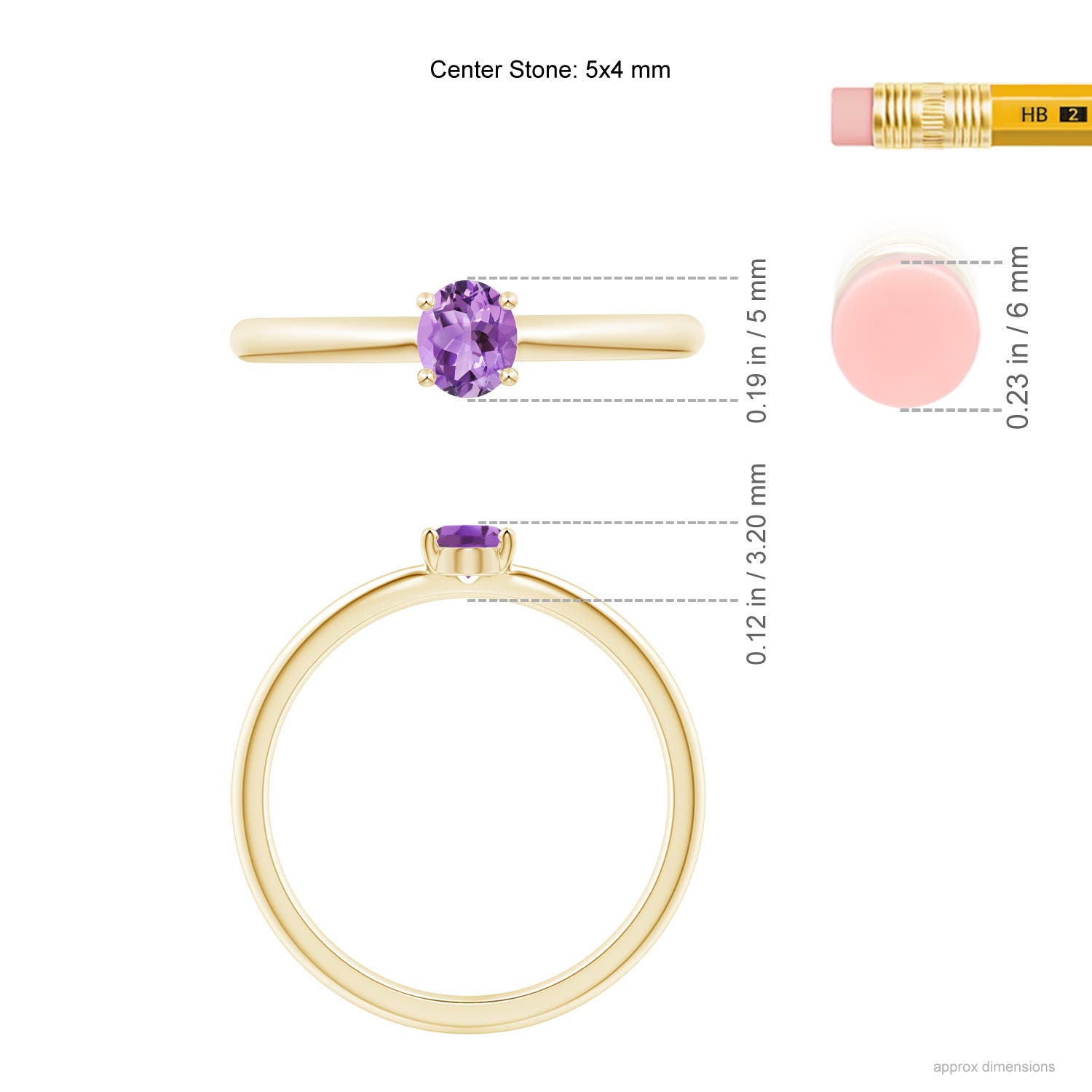 A - Amethyst / 0.3 CT / 14 KT Yellow Gold