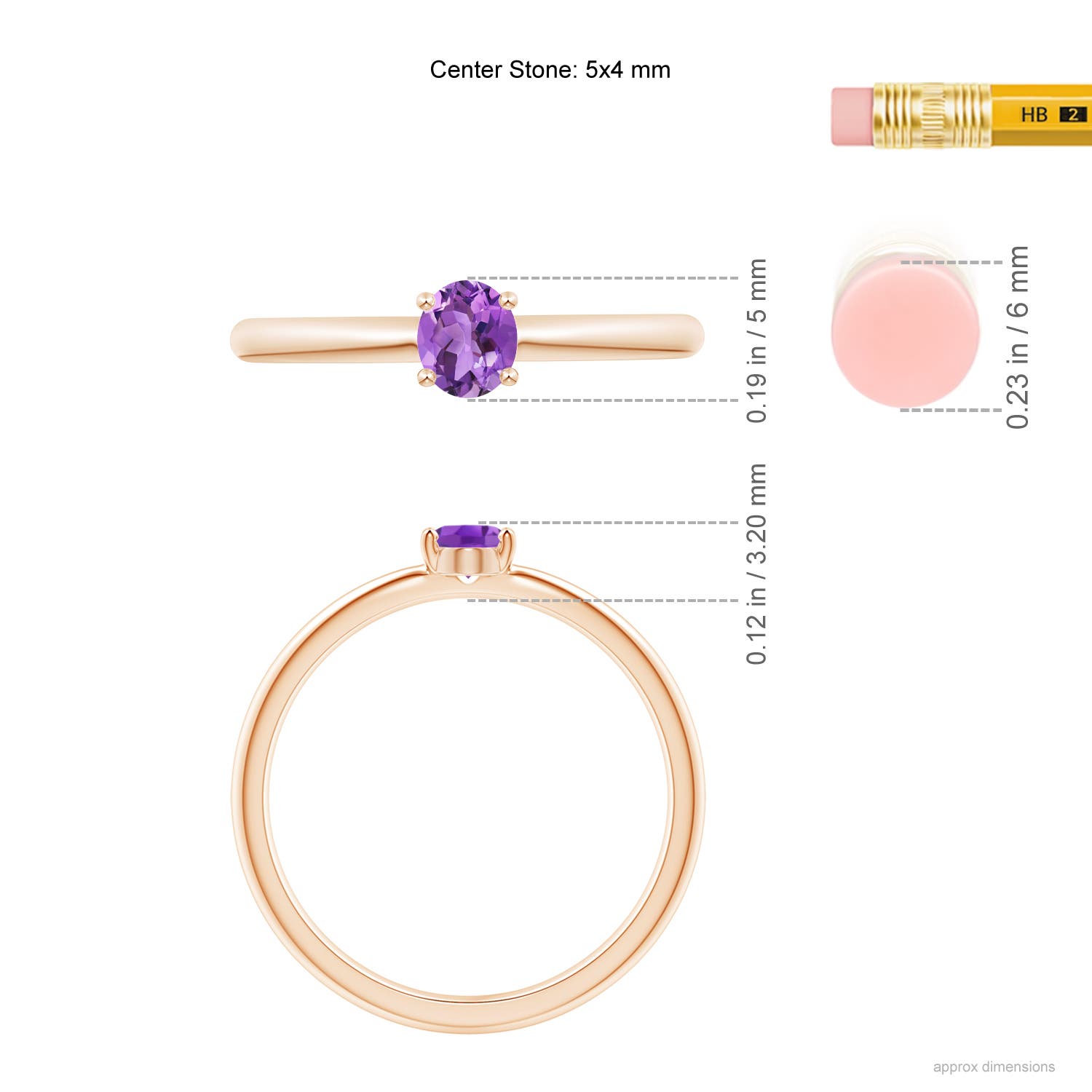 AA - Amethyst / 0.3 CT / 14 KT Rose Gold