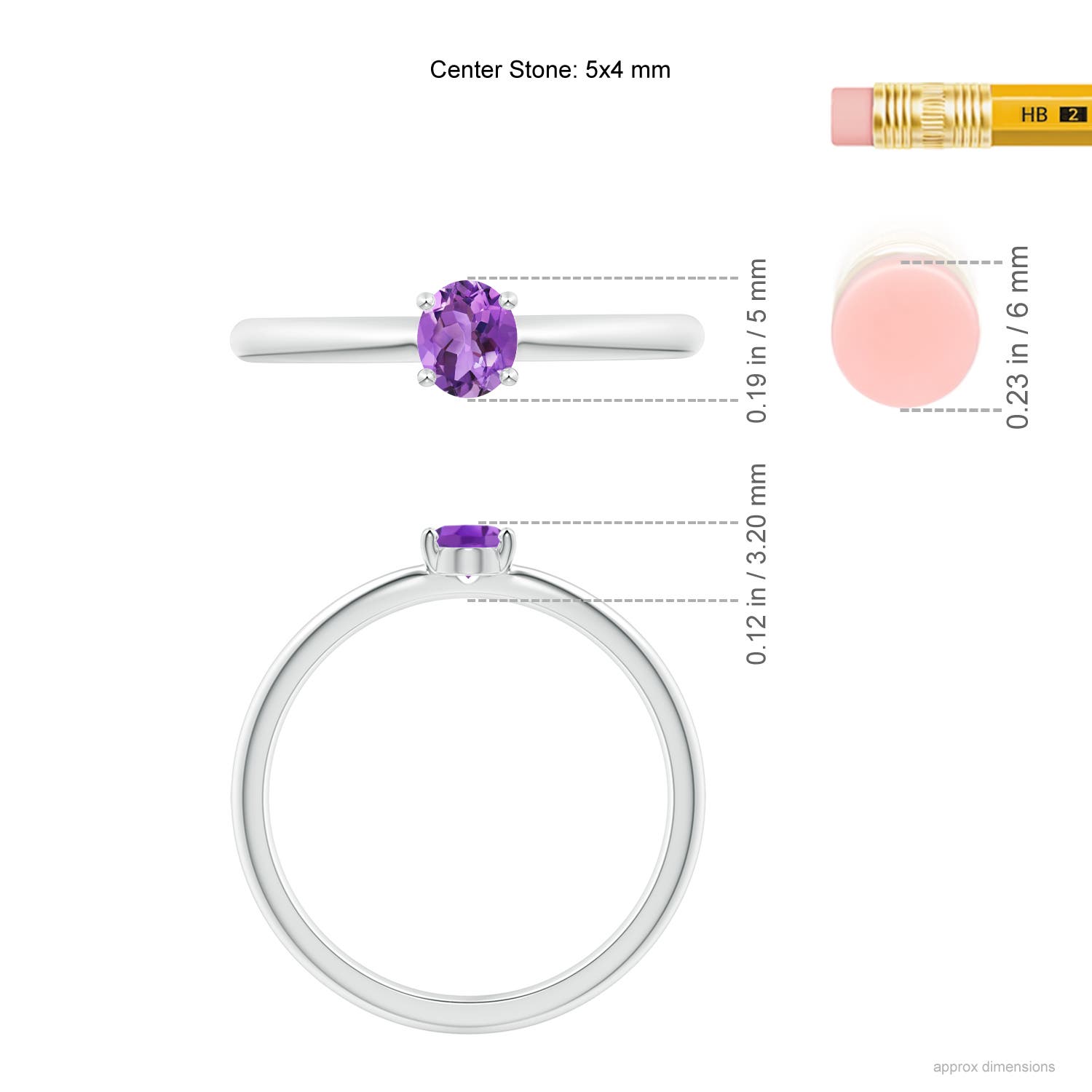 AA - Amethyst / 0.3 CT / 14 KT White Gold