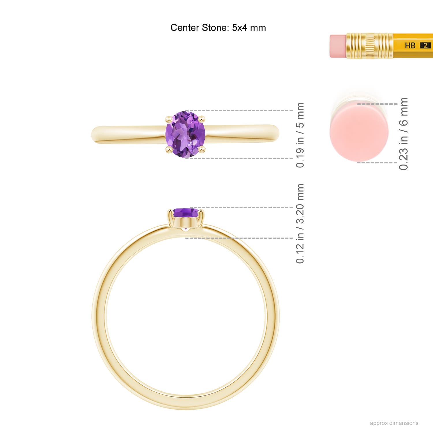 AA - Amethyst / 0.3 CT / 14 KT Yellow Gold