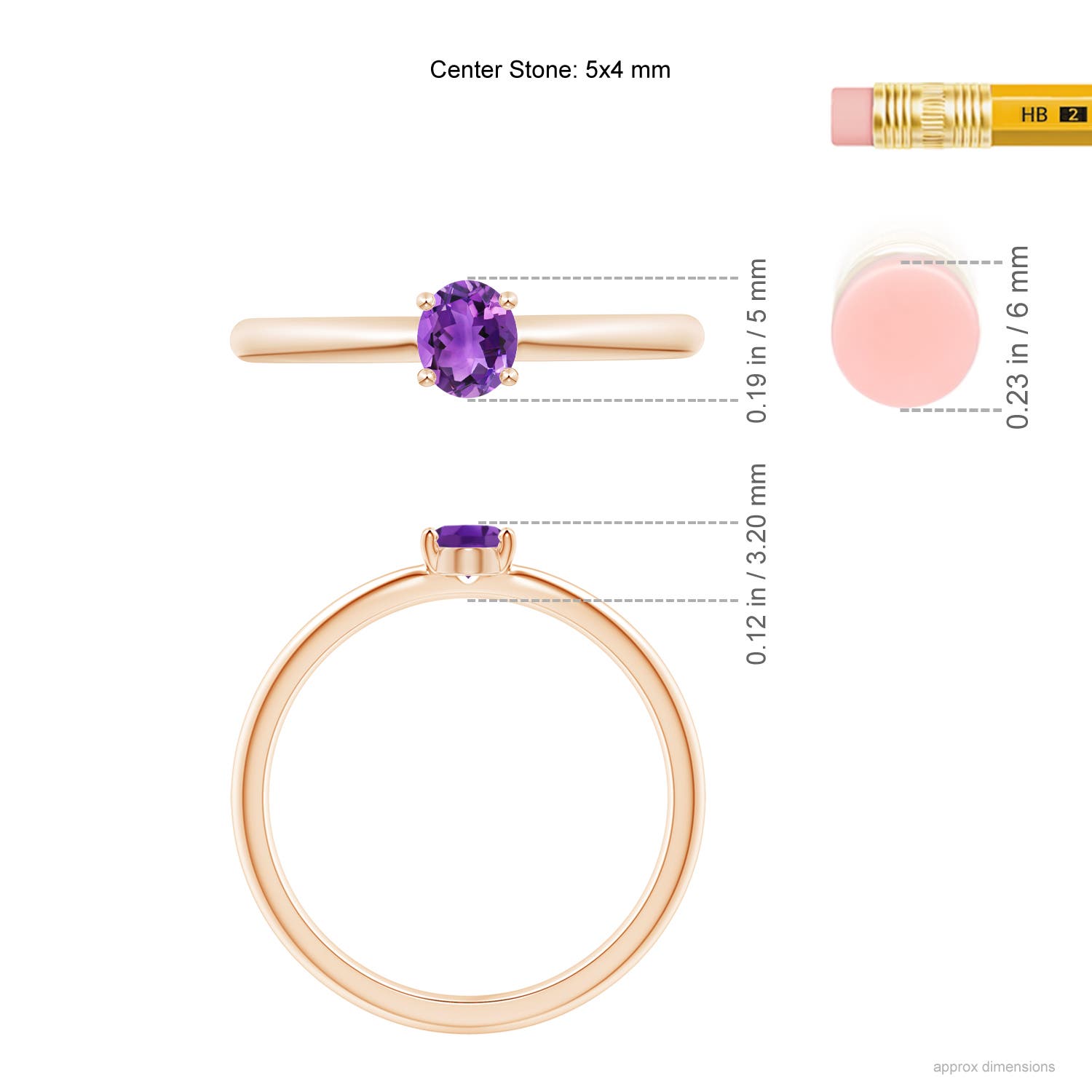 AAA - Amethyst / 0.3 CT / 14 KT Rose Gold