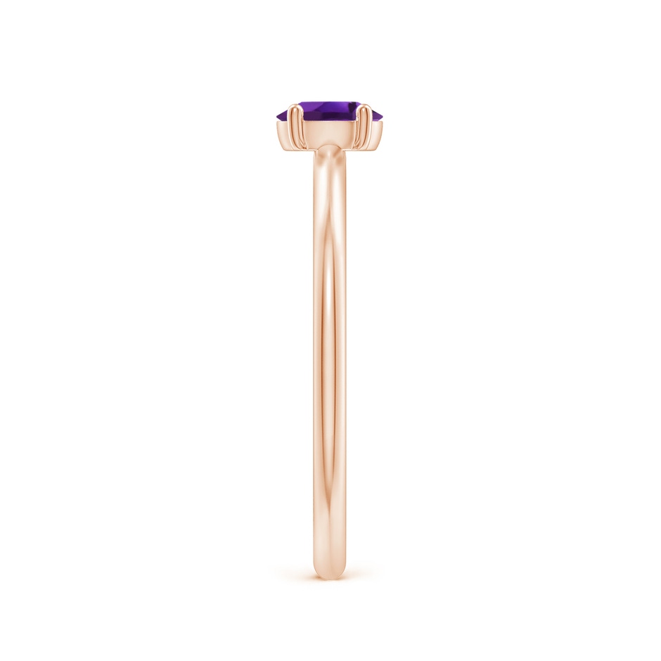 5x4mm AAAA Classic Solitaire Oval Amethyst Promise Ring in 18K Rose Gold side 299