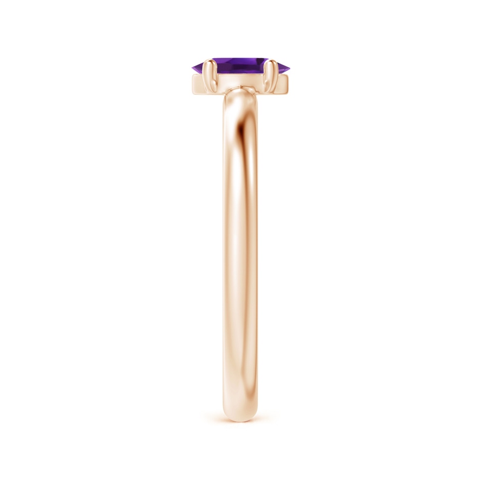 6x4mm AAAA Classic Solitaire Oval Amethyst Promise Ring in Rose Gold side-2