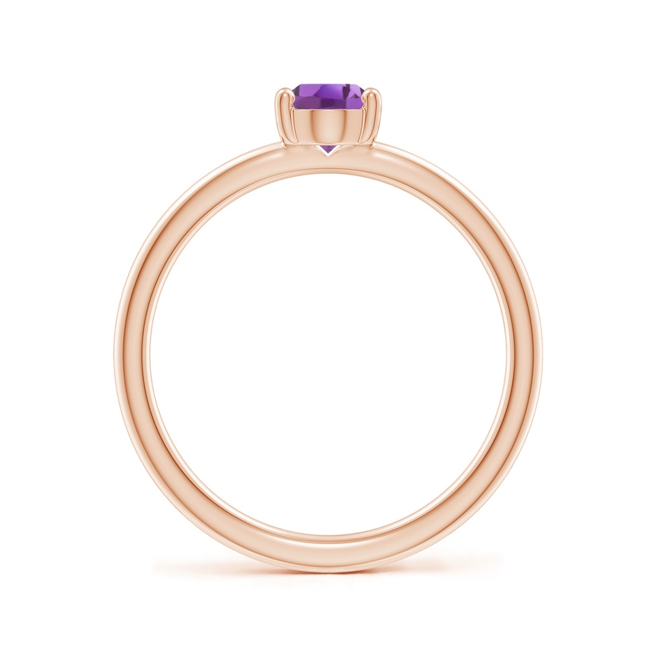 7x5mm A Classic Solitaire Oval Amethyst Promise Ring in Rose Gold side 199