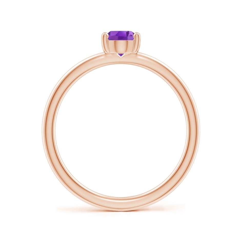 7x5mm AA Classic Solitaire Oval Amethyst Promise Ring in 18K Rose Gold side 199