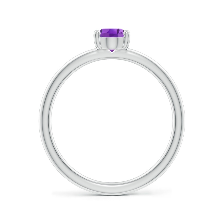7x5mm AA Classic Solitaire Oval Amethyst Promise Ring in 18K White Gold side 199