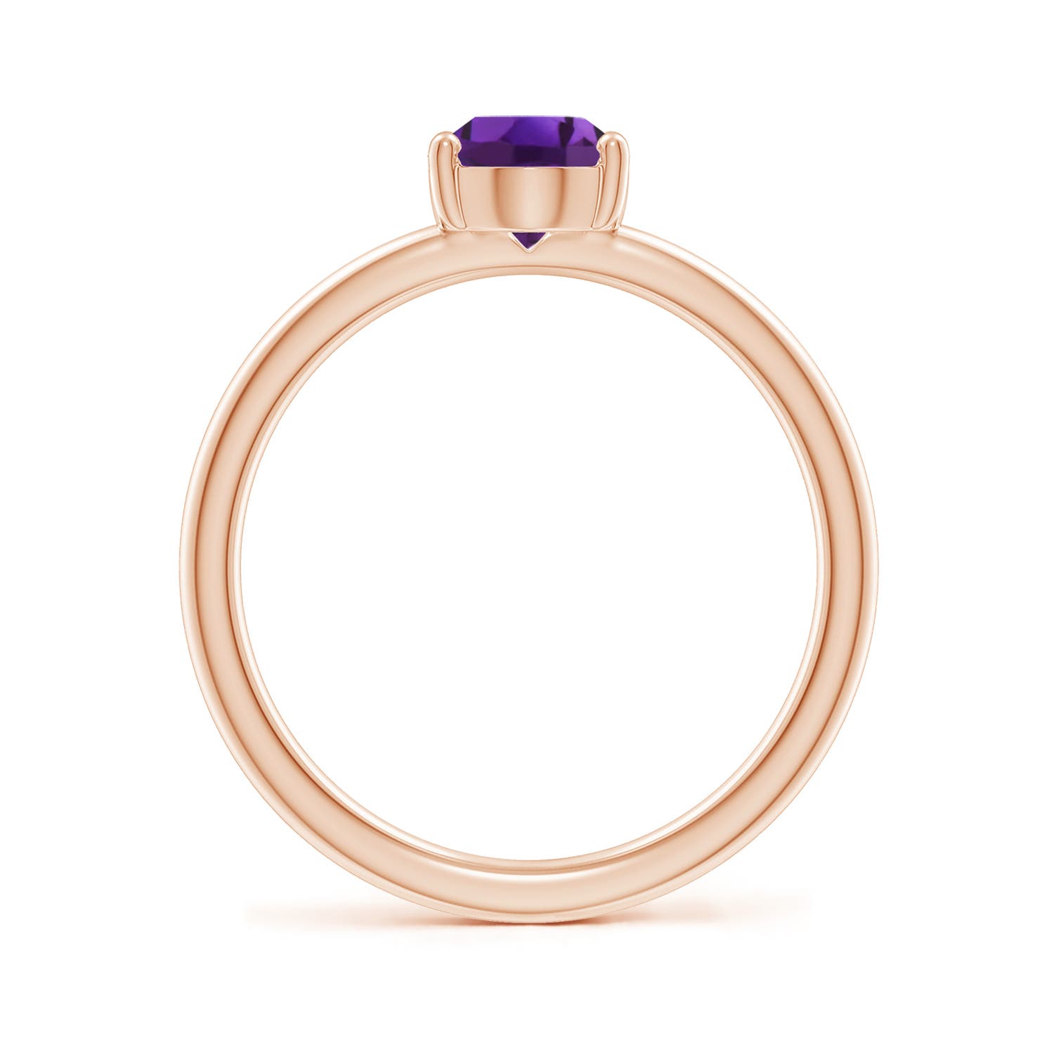 8x6mm AAAA Classic Solitaire Oval Amethyst Promise Ring in 18K Rose Gold