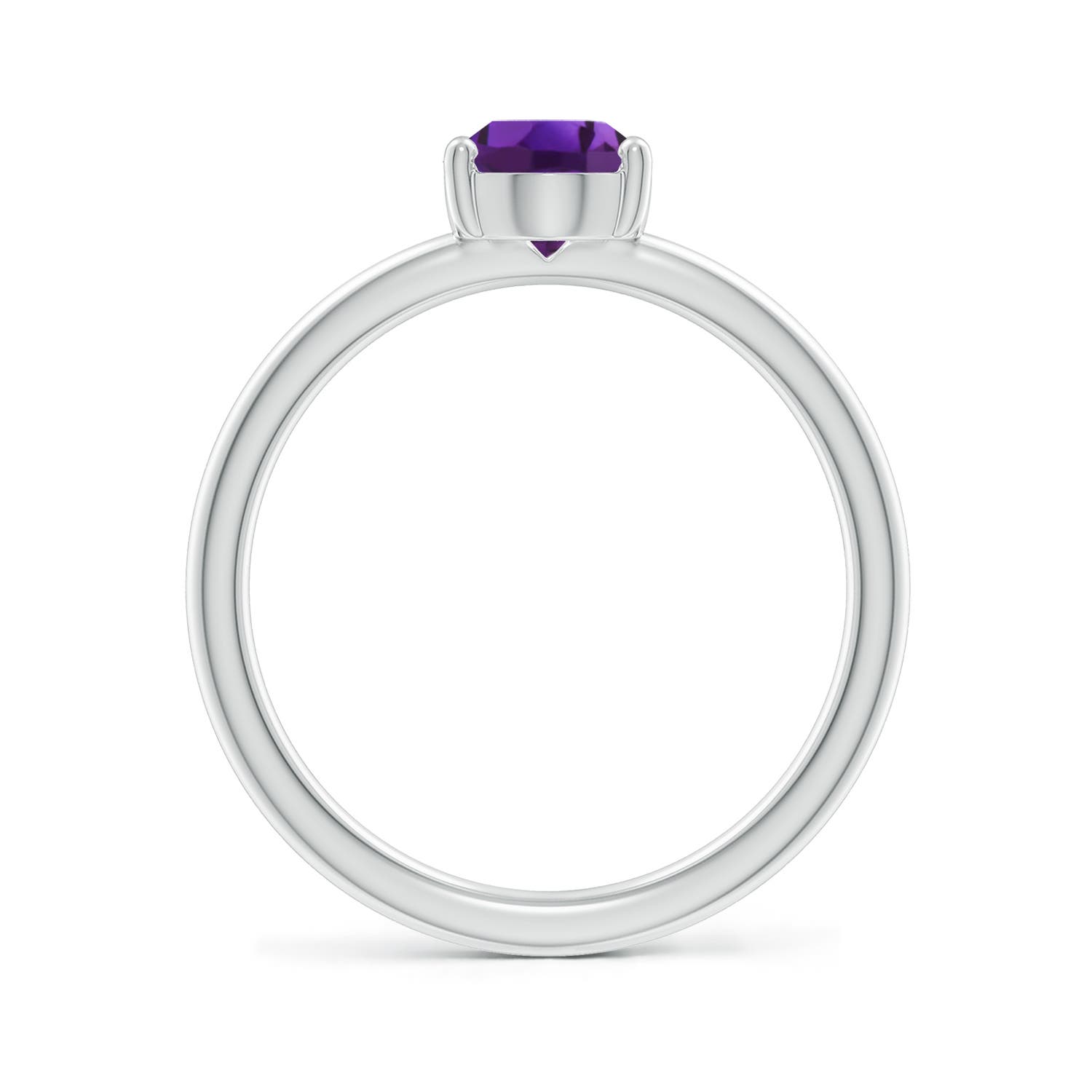 8x6mm AAAA Classic Solitaire Oval Amethyst Promise Ring in 18K White Gold
