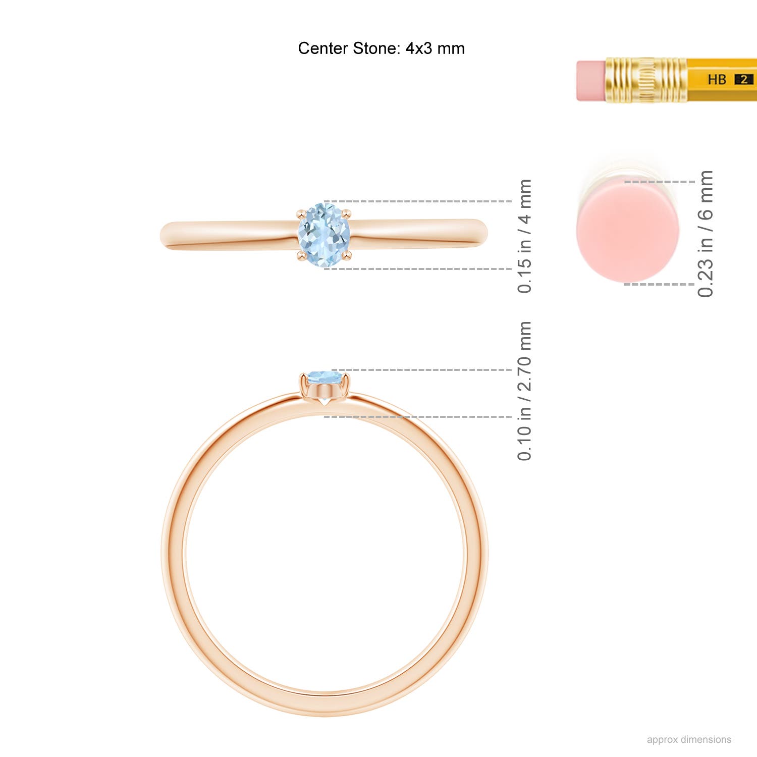 AA - Aquamarine / 0.15 CT / 14 KT Rose Gold