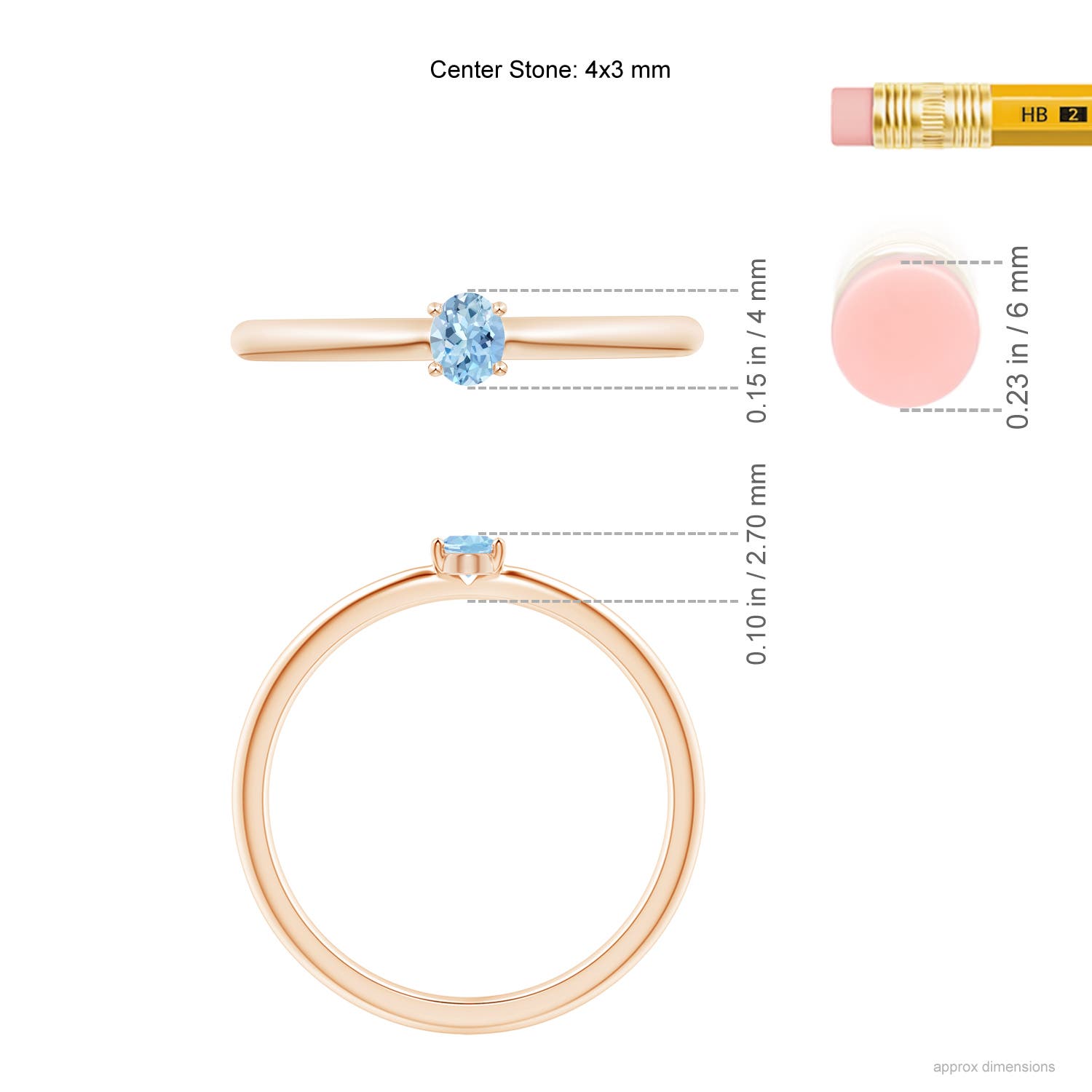 AAA - Aquamarine / 0.15 CT / 14 KT Rose Gold