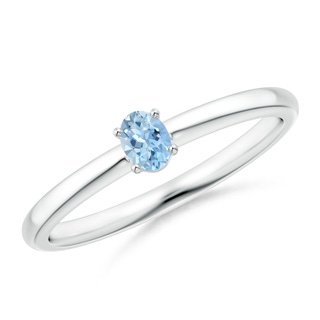 4x3mm AAA Classic Solitaire Oval Aquamarine Promise Ring in White Gold