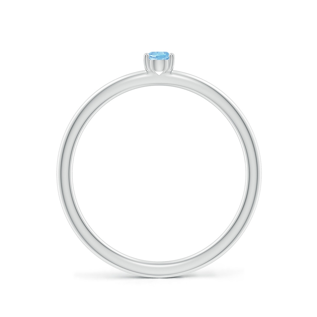 4x3mm AAAA Classic Solitaire Oval Aquamarine Promise Ring in P950 Platinum - side 199