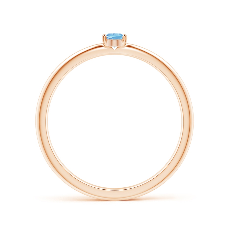 4x3mm AAAA Classic Solitaire Oval Aquamarine Promise Ring in Rose Gold side-1