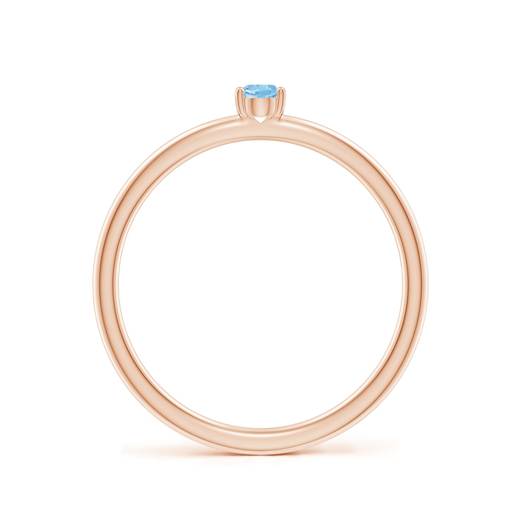 4x3mm AAAA Classic Solitaire Oval Aquamarine Promise Ring in Rose Gold - side 199