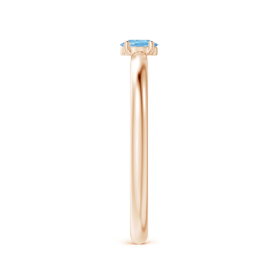 4x3mm AAAA Classic Solitaire Oval Aquamarine Promise Ring in Rose Gold side-2