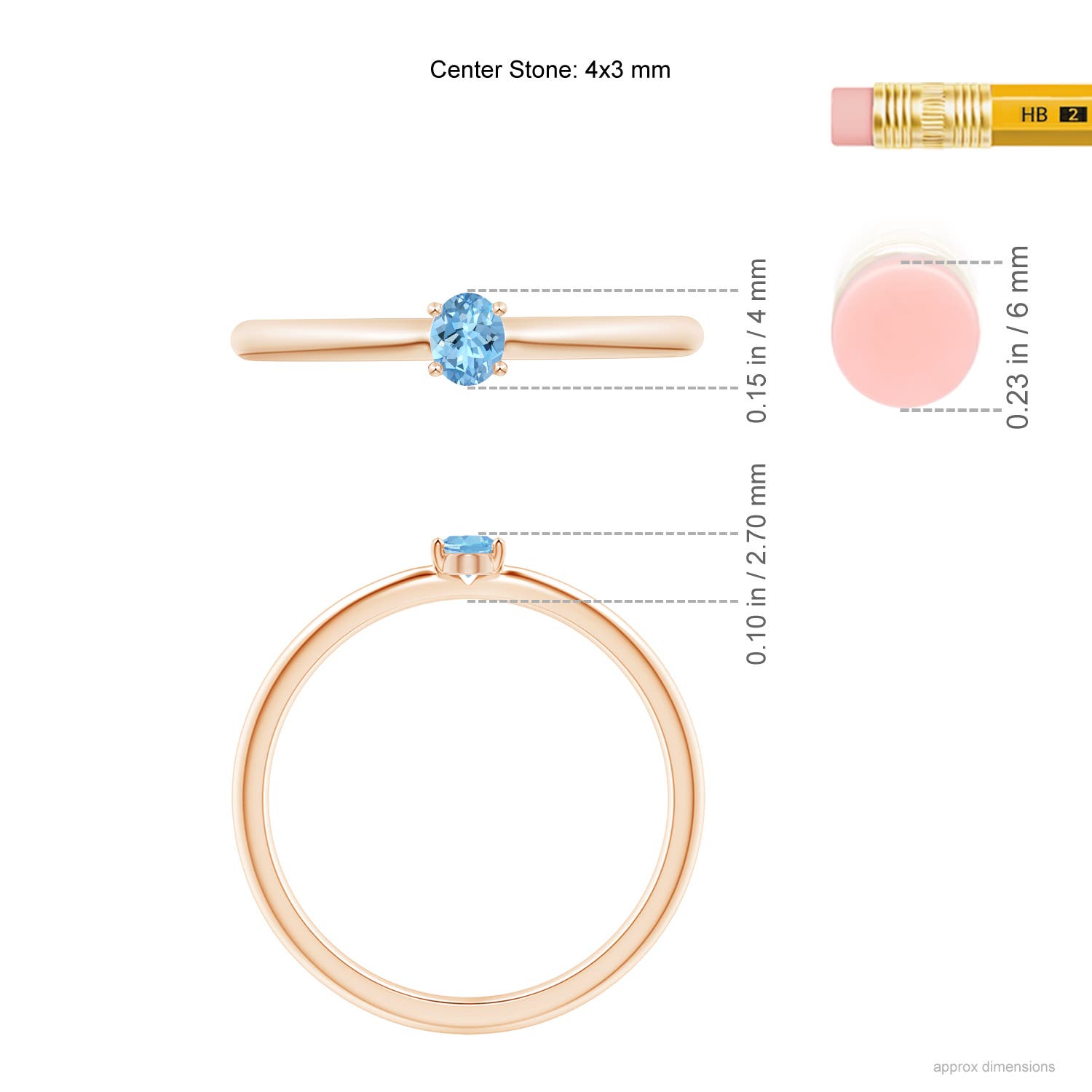 AAAA - Aquamarine / 0.15 CT / 14 KT Rose Gold