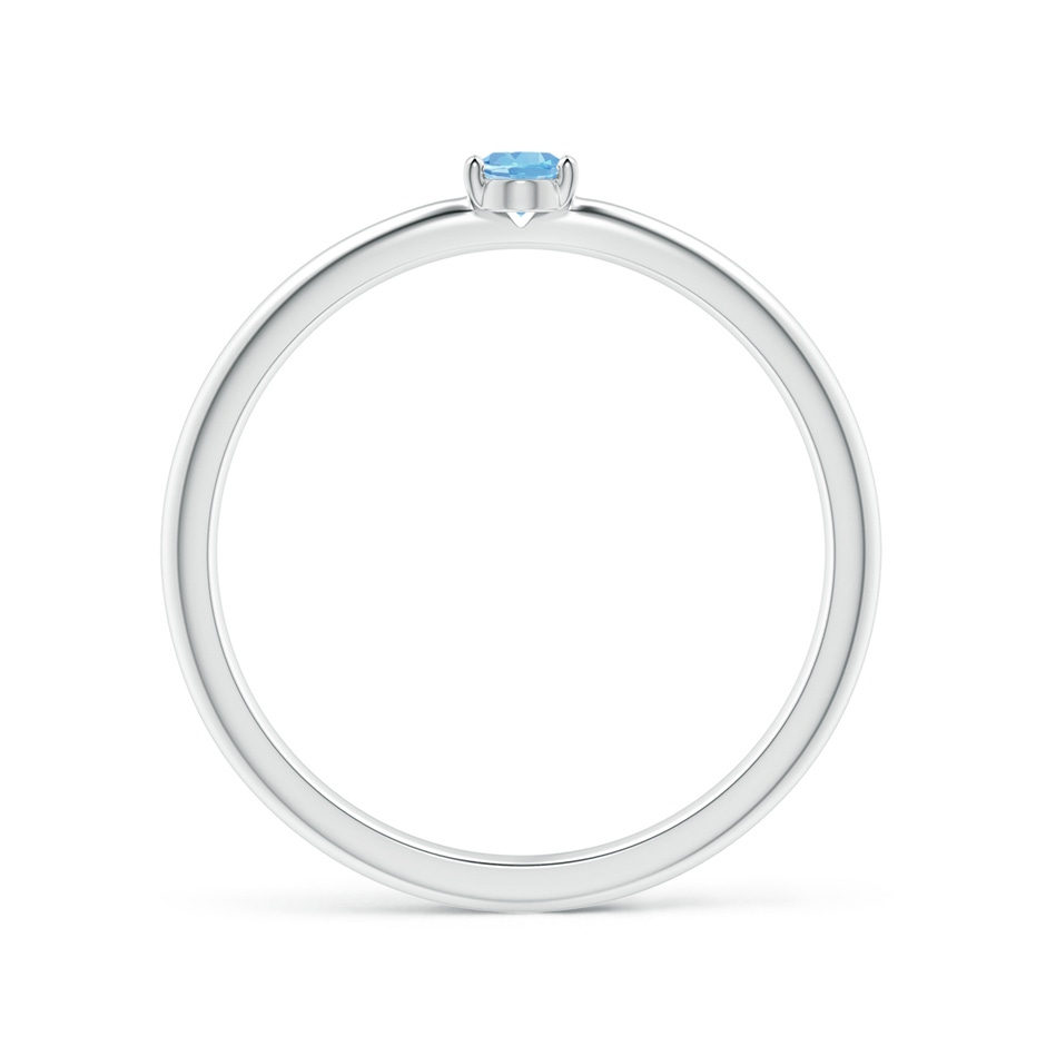 4x3mm AAAA Classic Solitaire Oval Aquamarine Promise Ring in S999 Silver side-1