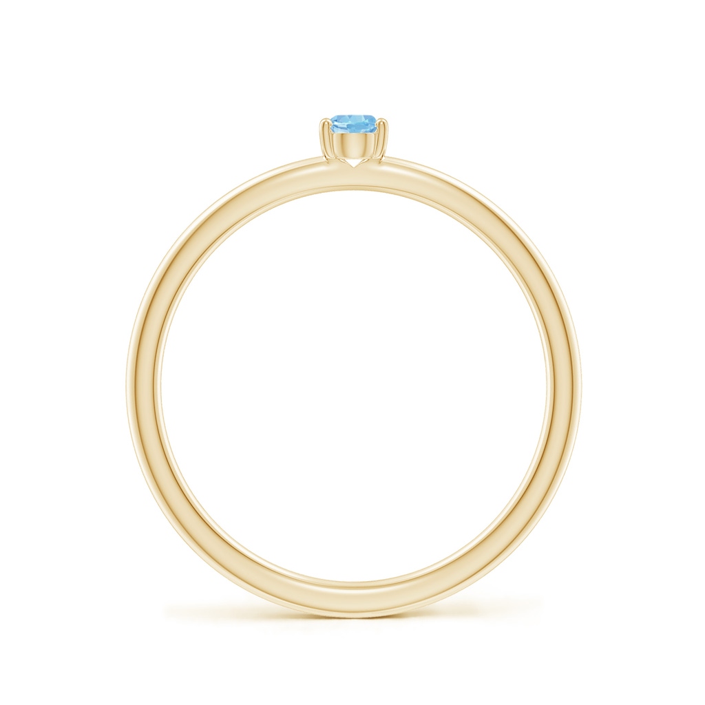 4x3mm AAAA Classic Solitaire Oval Aquamarine Promise Ring in Yellow Gold - side 199