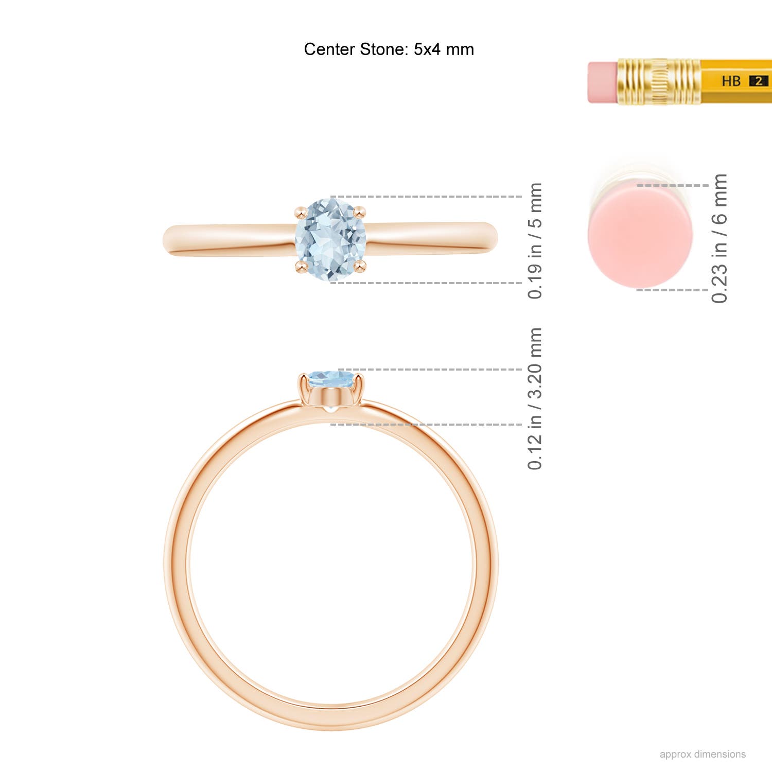 A - Aquamarine / 0.3 CT / 14 KT Rose Gold