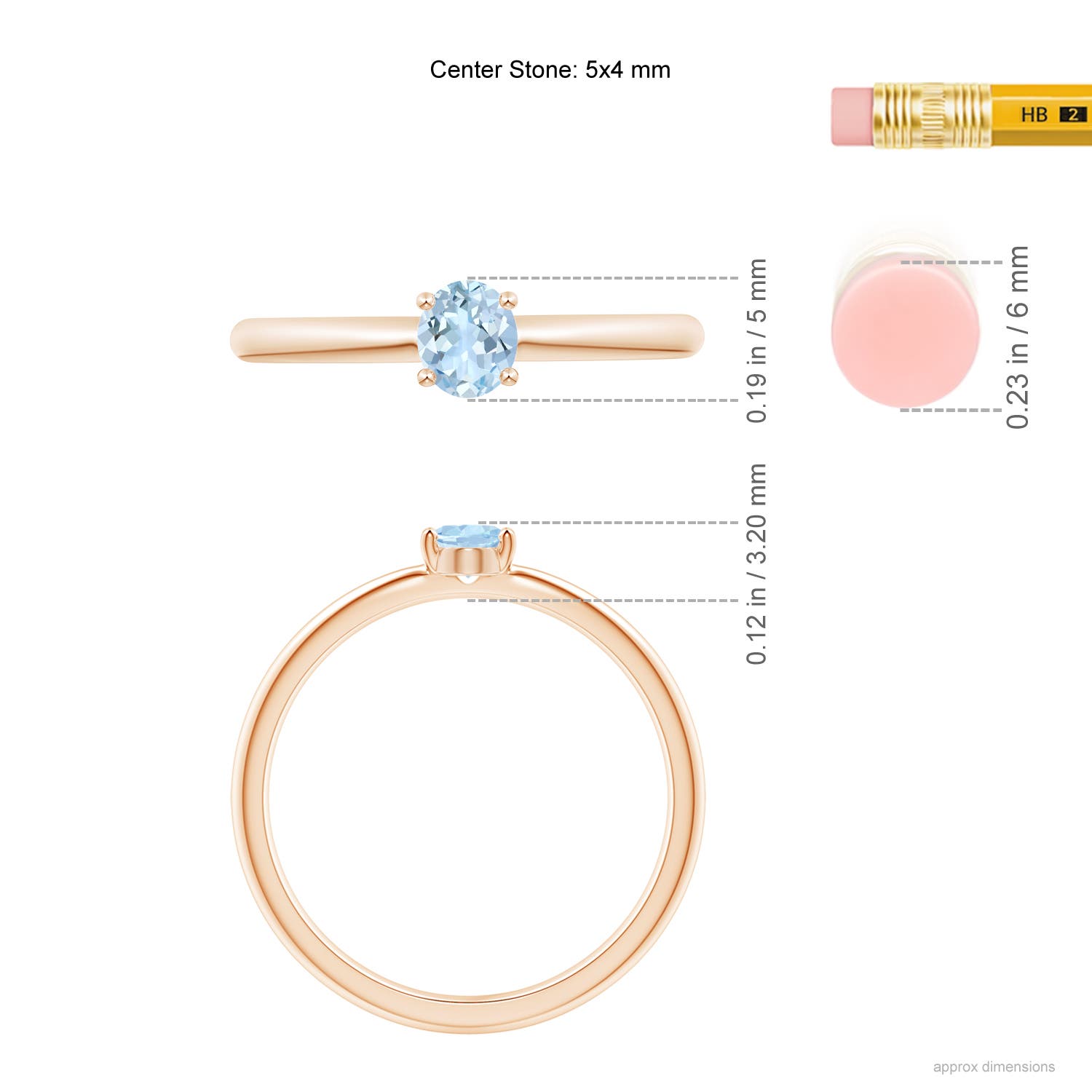 AA - Aquamarine / 0.3 CT / 14 KT Rose Gold