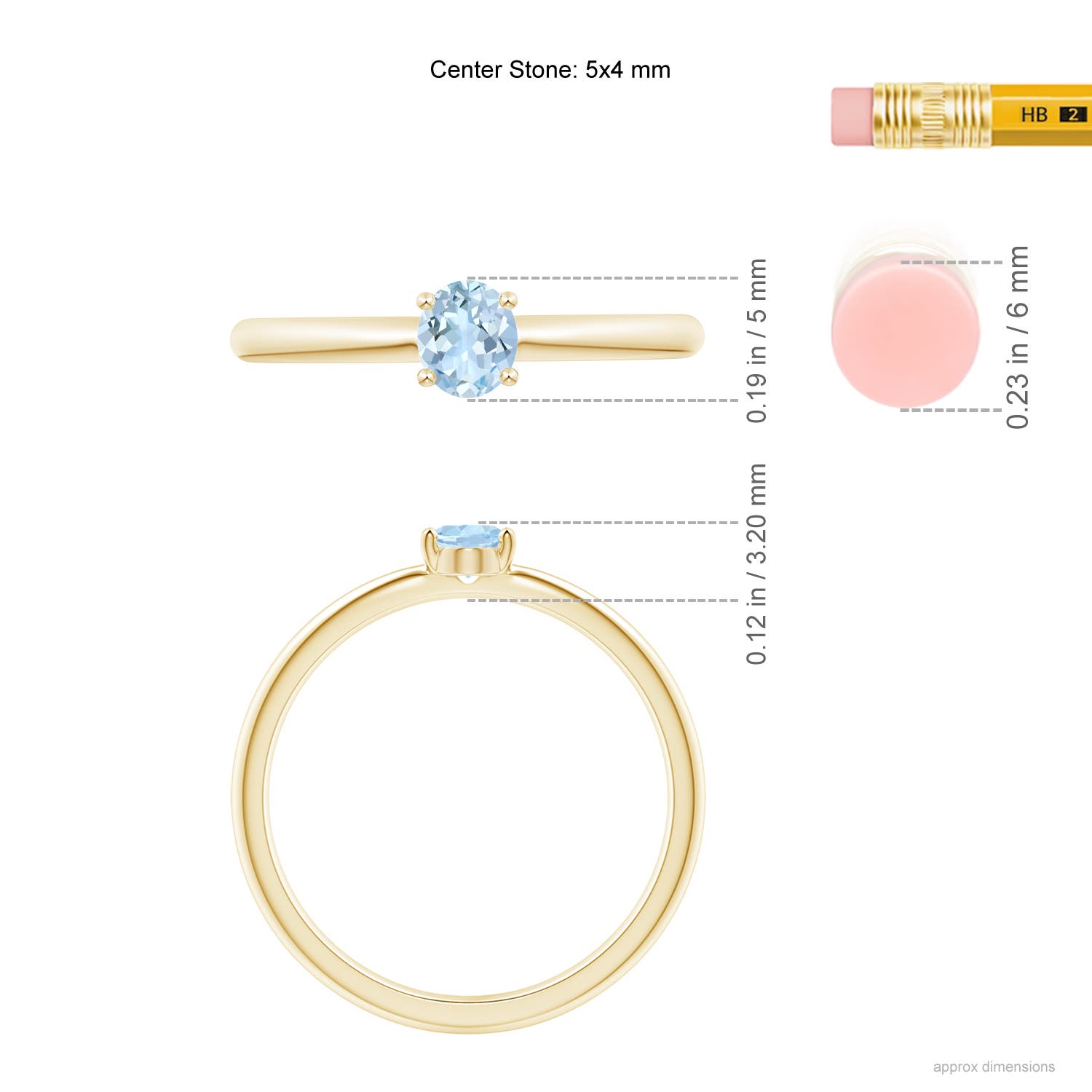 AA - Aquamarine / 0.3 CT / 14 KT Yellow Gold