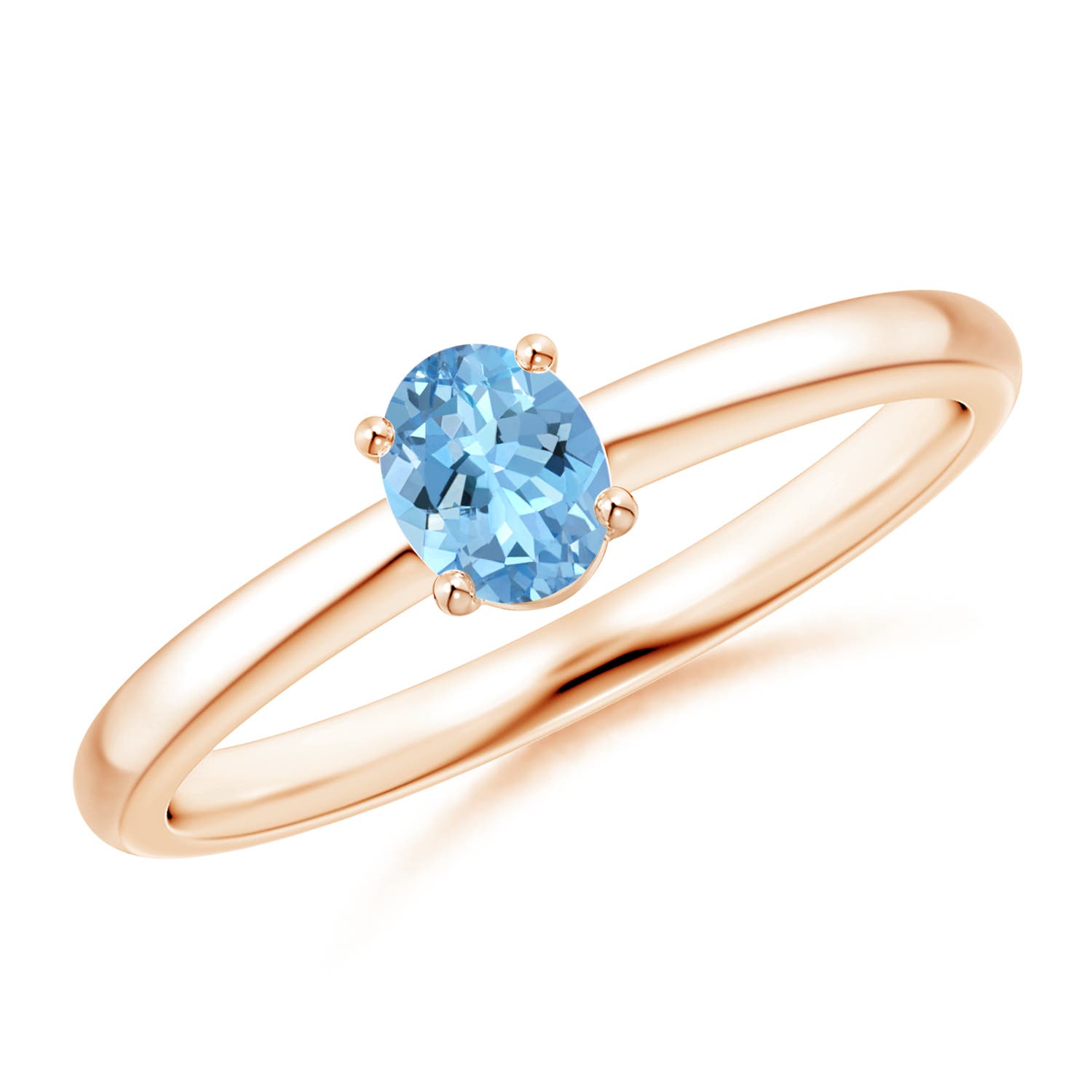 AAAA - Aquamarine / 0.3 CT / 14 KT Rose Gold