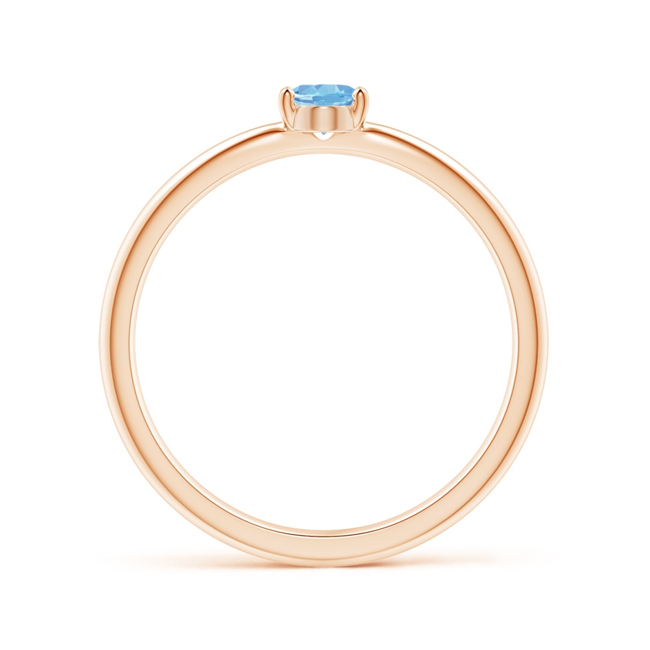 5x4mm AAAA Classic Solitaire Oval Aquamarine Promise Ring in Rose Gold side-1