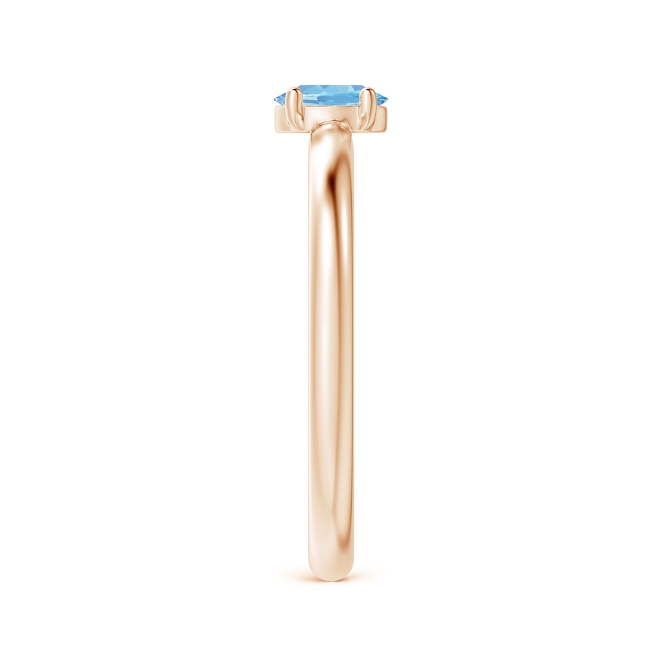 5x4mm AAAA Classic Solitaire Oval Aquamarine Promise Ring in Rose Gold side-2