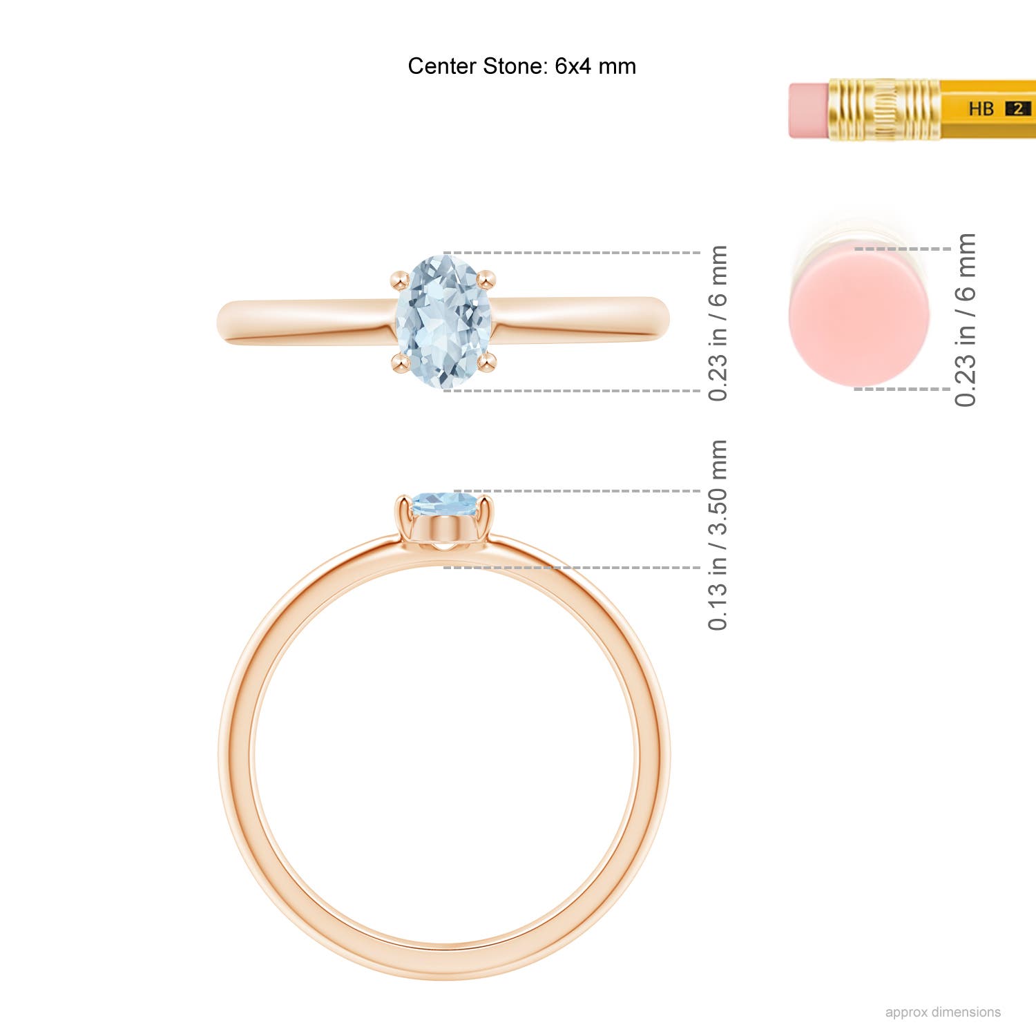 A - Aquamarine / 0.4 CT / 14 KT Rose Gold