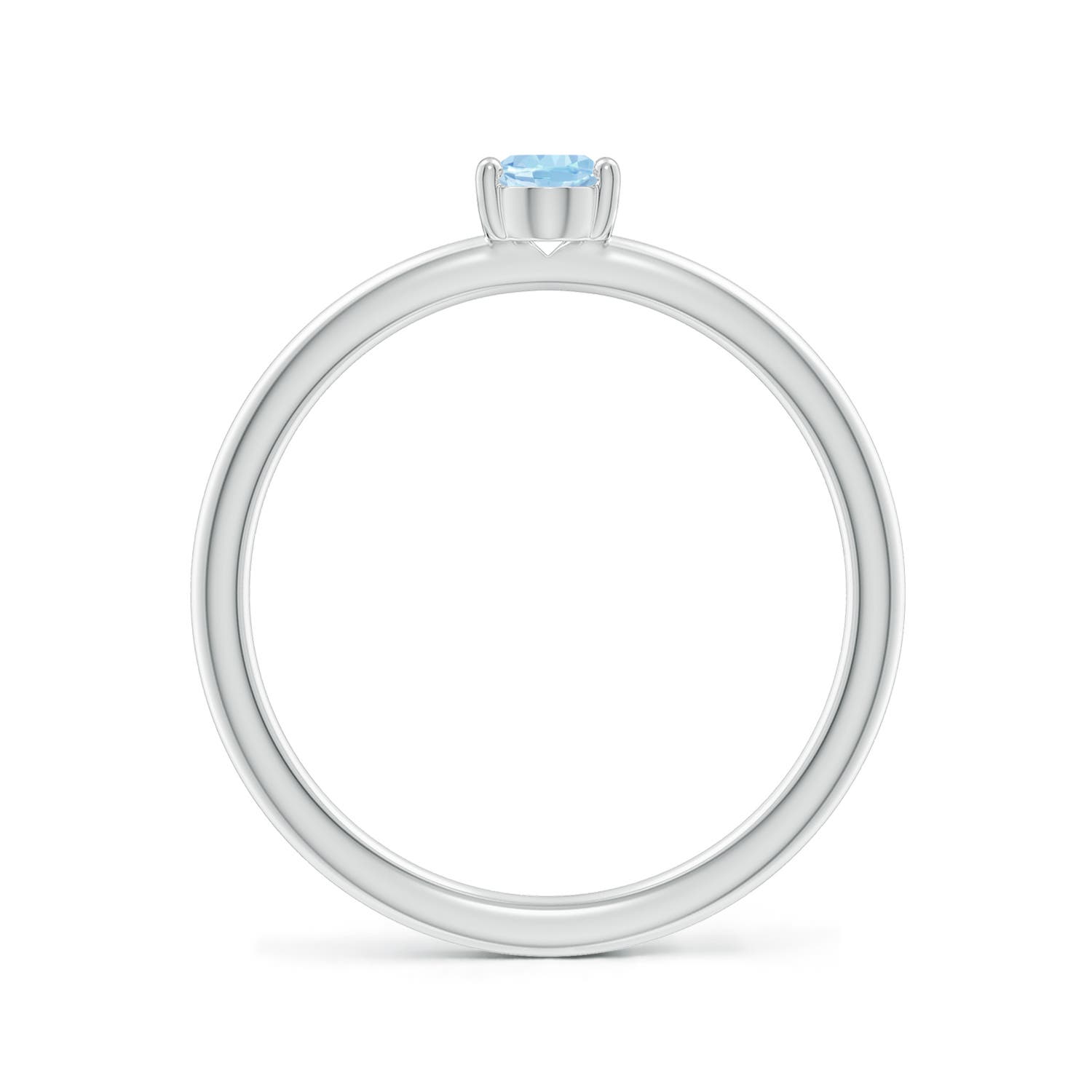 6x4mm AAA Classic Solitaire Oval Aquamarine Promise Ring in White Gold - side 2