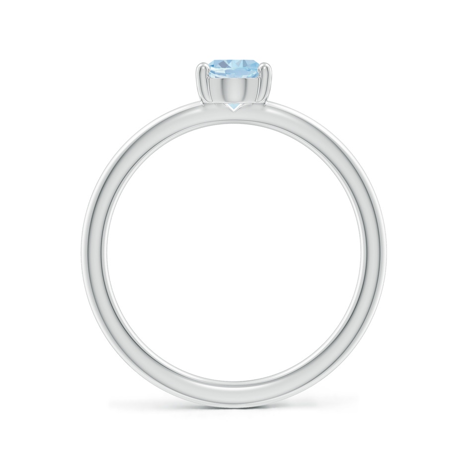 7x5mm A Classic Solitaire Oval Aquamarine Promise Ring in P950 Platinum side 199