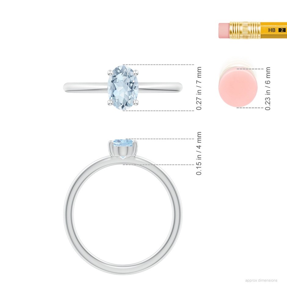 7x5mm A Classic Solitaire Oval Aquamarine Promise Ring in P950 Platinum ruler
