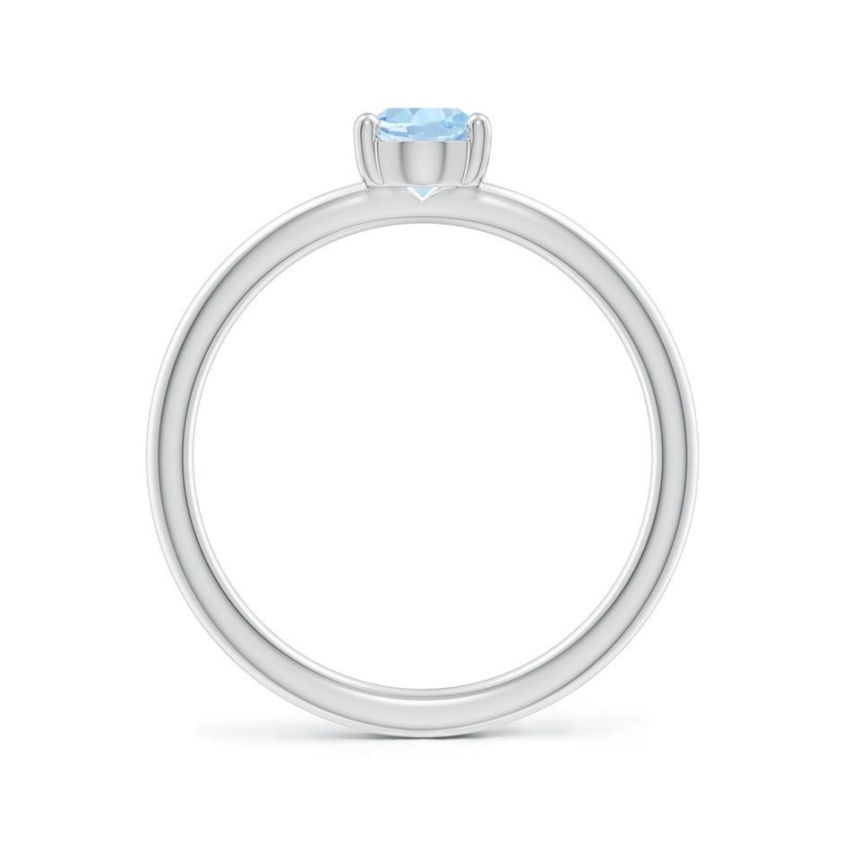 7x5mm AA Classic Solitaire Oval Aquamarine Promise Ring in S999 Silver side 199