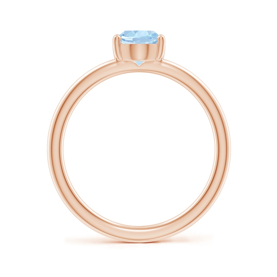 8x6mm AA Classic Solitaire Oval Aquamarine Promise Ring in Rose Gold side 199