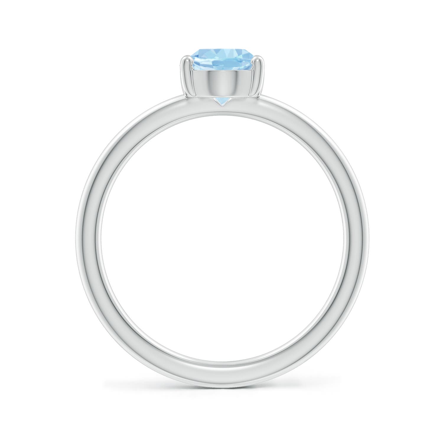 8x6mm AAA Classic Solitaire Oval Aquamarine Promise Ring in 18K White Gold