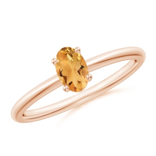 6x4mm A Classic Solitaire Oval Citrine Promise Ring in Rose Gold